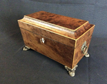 Antique English Burled Walnut Tea Caddy